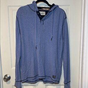 Flag & Anthem Men’s Long Sleeve Henley with Hood in Blue Size Large